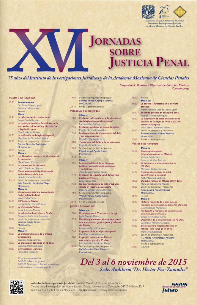 Cartel. XVI Jornadas sobre Justicia Penal